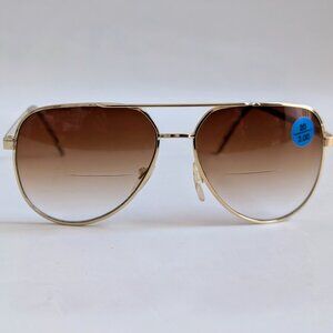 (NWT) Vintage 90's Aviator Metal Bi-Focal Reading Sunglasses (S. Gold)